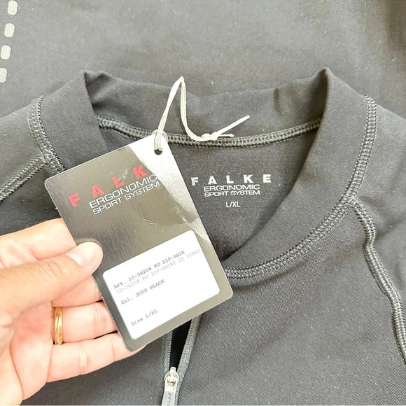 NWT Falke Ergonomic Sport System Zip Shirt Short Sleeve Performance Black - Picture 10 of 12